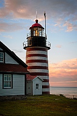 Authentic Fresnel Lens Shines Brightly During Sunset  at West Qu